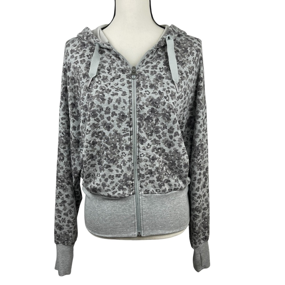 Athleta Balance Printed Full-Zip Hoodie‎ Small Gray Long Sleeve Thumbholes
